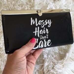 Messy Hair Don’t Care Wallet Clutch Black